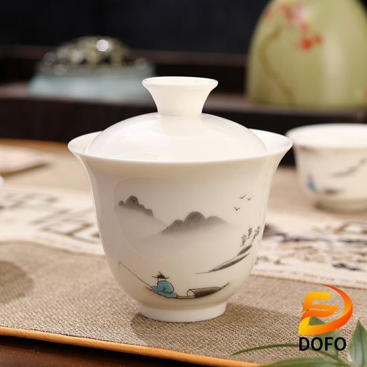 Old Man Fishing Gaiwan Travel Tea Set(chinese tea set)-2