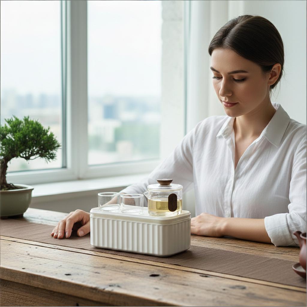 Glass tea sets and storage box