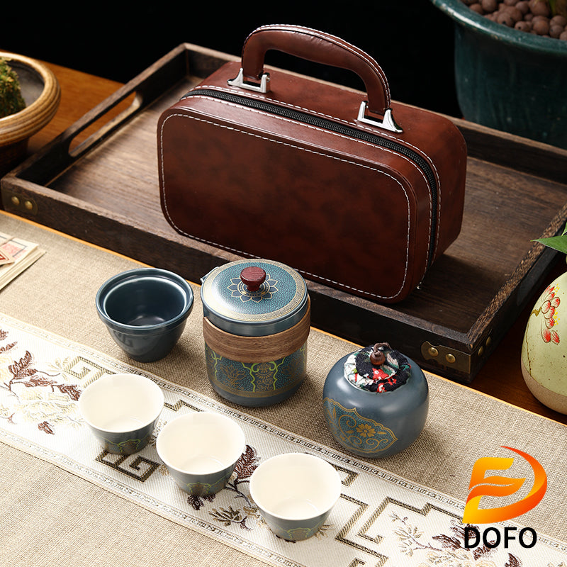 Western Regions Style Ceramic Travel Set (Chinese Tea Set)