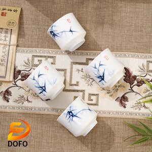 Four hand-painted bamboo wind tube cups（Chinese tea set）-2