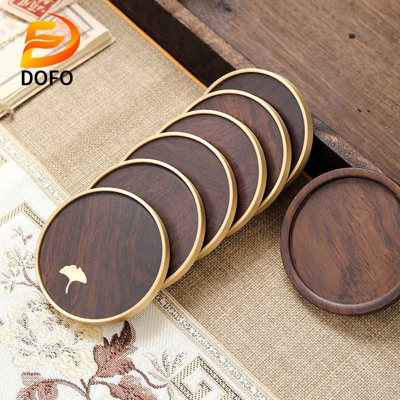 Copper and wooden teacup mat set tea ceremony accessories (Chinese tea set)