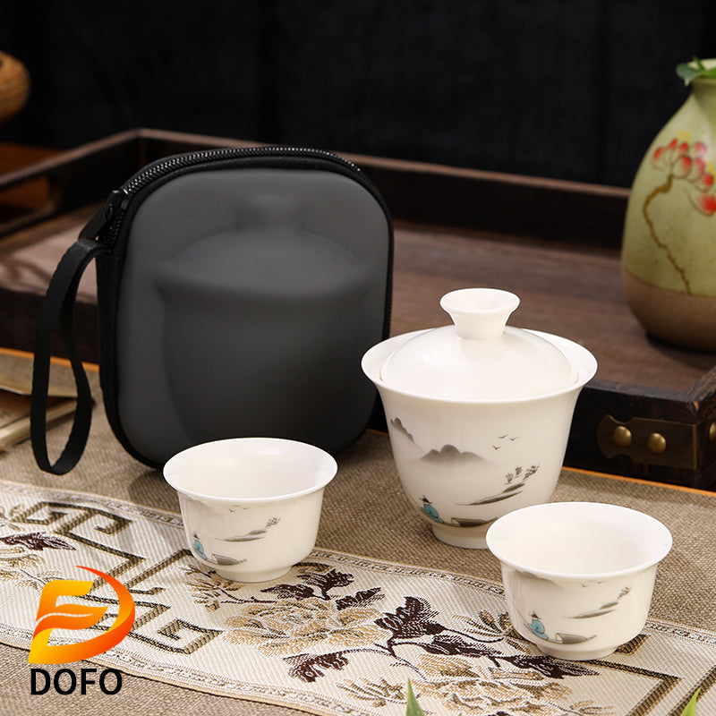 Old Man Fishing Gaiwan Travel Tea Set（chinese tea set）-4