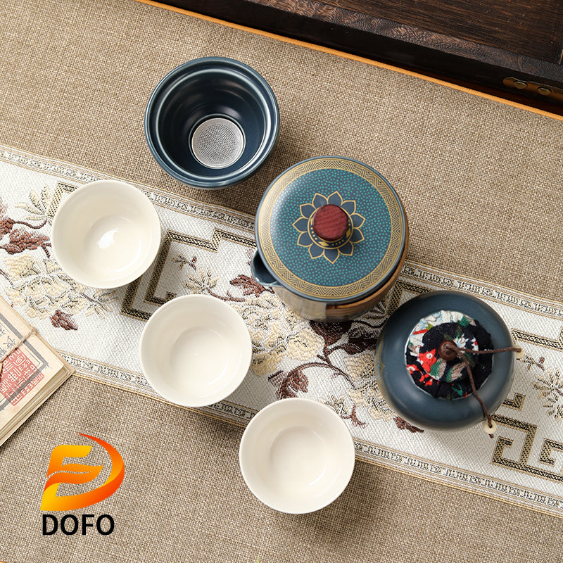 Western Regions Style Ceramic Travel Set (Chinese Tea Set)