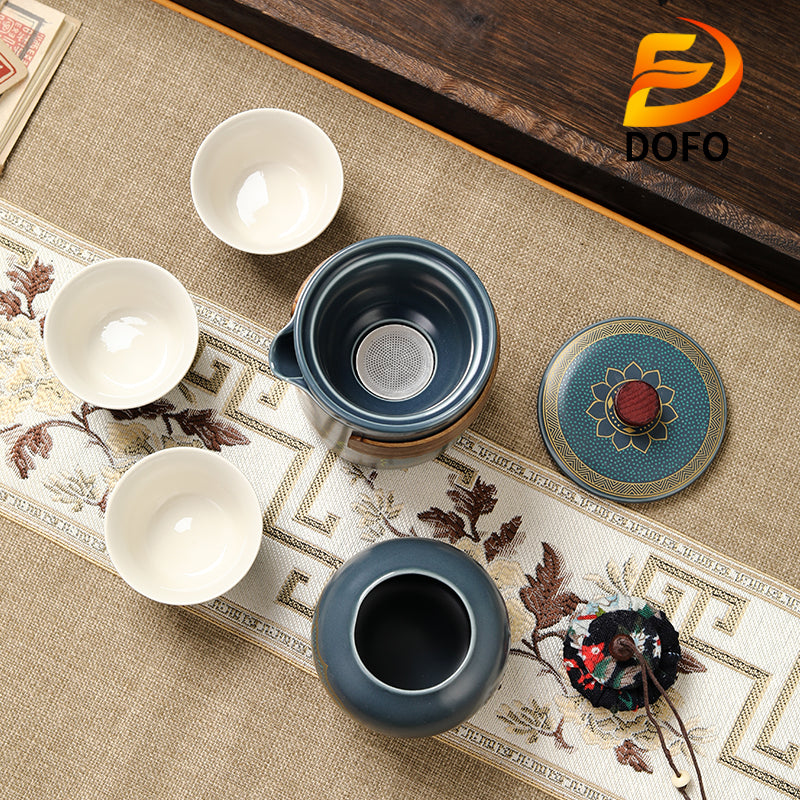 Western Regions Style Ceramic Travel Set (Chinese Tea Set)