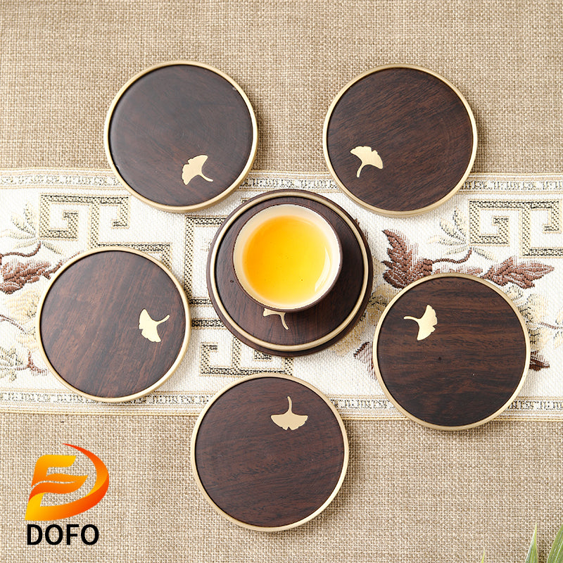 Copper and wooden teacup mat set tea ceremony accessories (Chinese tea set)