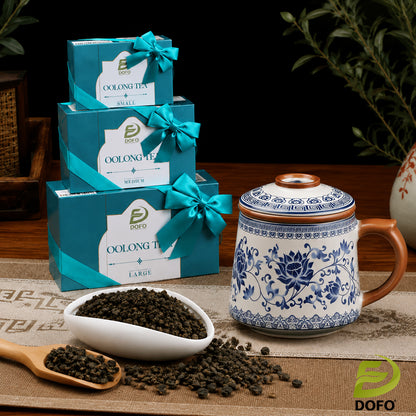 A box of Dong Ding Oolong Tea（2oz/56.7g）and A Teacup Set