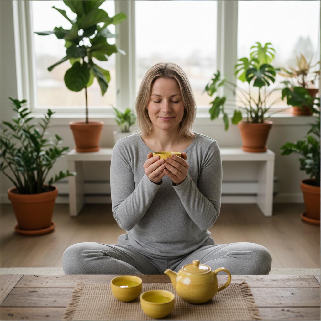 Drinking yellow tea