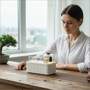 Glass tea sets and storage box