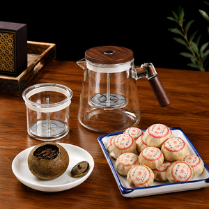 Green Mandarin Pu-erh Tea (1.8oz/50g) with 900ml Glass Teapot Set