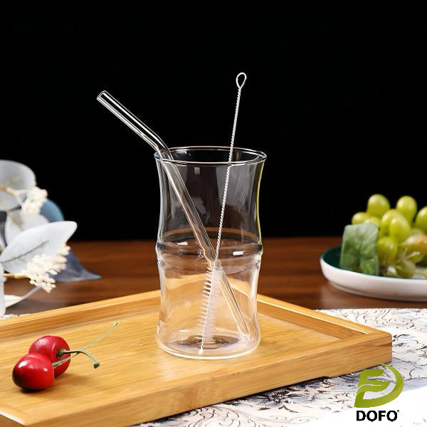 Heat-Resistant Bamboo- Joint Style Cup with Curved Straw (Chinese Tea Set)2