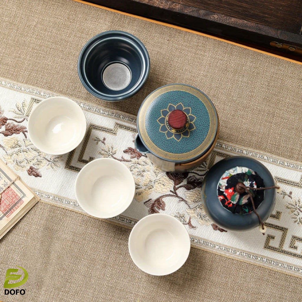 Western Regions Style Ceramic Travel Set (Chinese Tea Set)