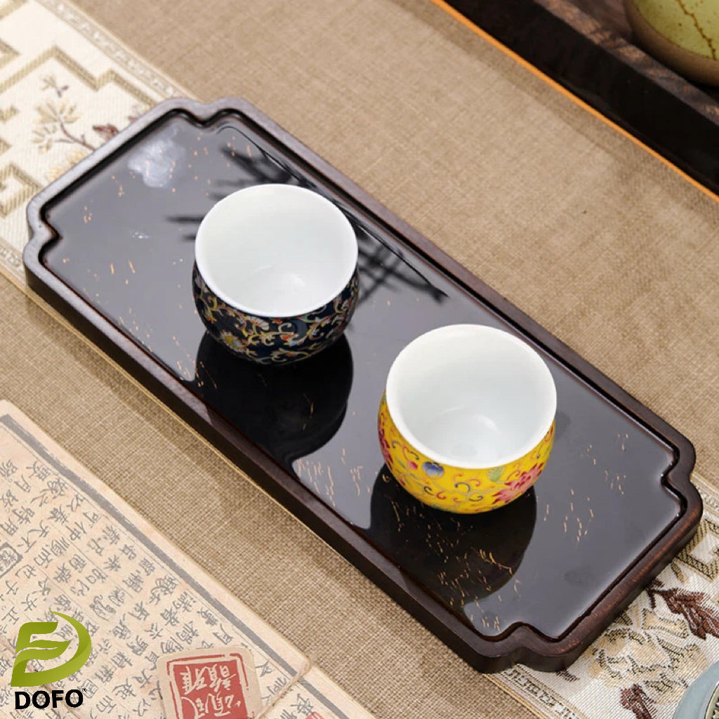Color-changing tea tray and two cloisonné teacups（Chinese tea set）