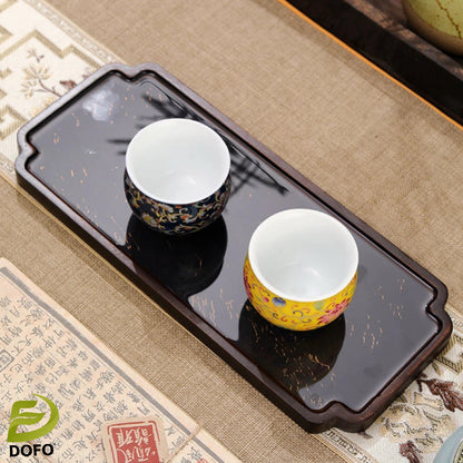 Color-changing tea tray and two cloisonné teacups（Chinese tea set）