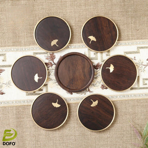 Copper and wooden teacup mat set tea ceremony accessories (Chinese tea set)