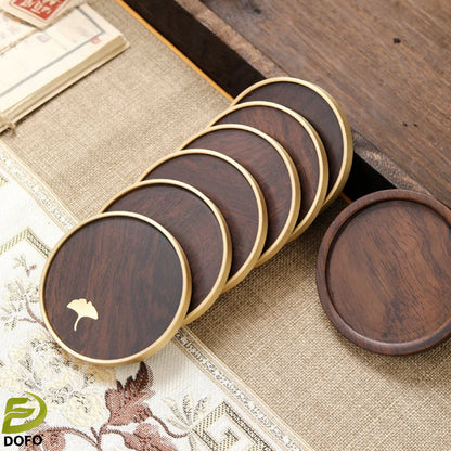 Copper and wooden teacup mat set tea ceremony accessories (Chinese tea set)