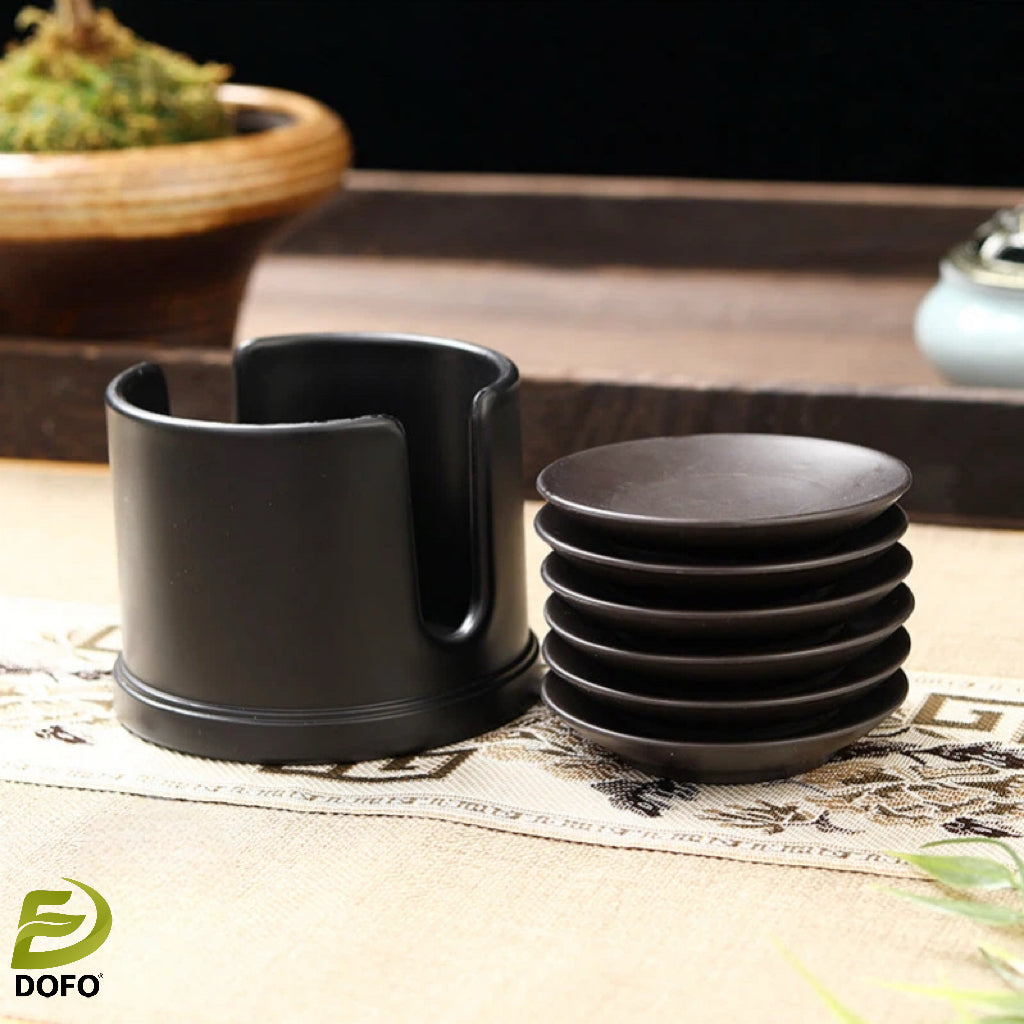 Bakelite Five Fortune Round Coaster Set (Chinese Tea Set)