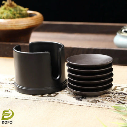 Bakelite Five Fortune Round Coaster Set (Chinese Tea Set)