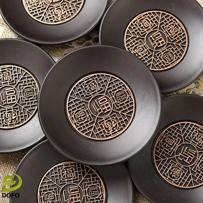Bakelite Five Fortune Round Coaster Set (Chinese Tea Set)