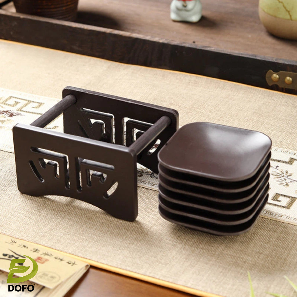Bakelite Square Coaster and Hollow Storage Rack(chinese tea set)
