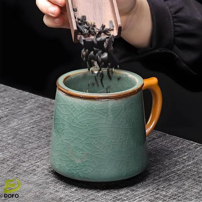 Sky blue Ge kiln office tea cup(Chinese Tea Set)