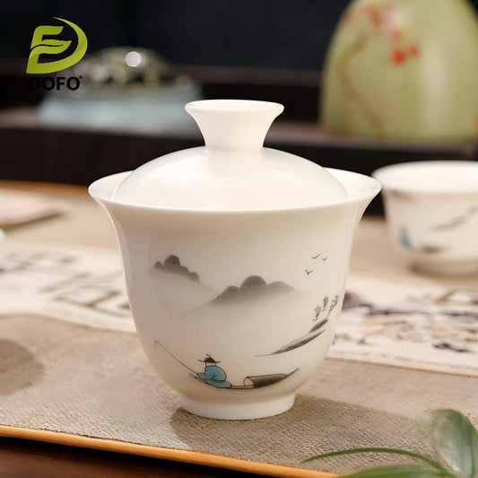 Old Man Fishing Gaiwan Travel Tea Set（chinese tea set）
