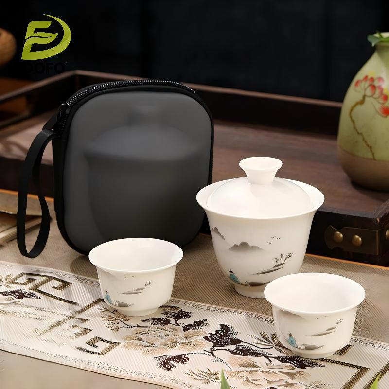 Old Man Fishing Gaiwan Travel Tea Set（chinese tea set）5