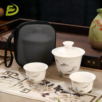 Old Man Fishing Gaiwan Travel Tea Set（chinese tea set）5