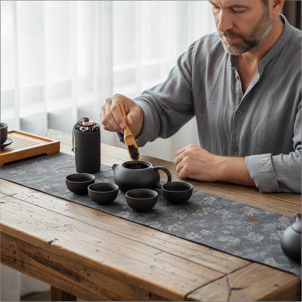 Purple clay teapot four-cup small tea set travel set