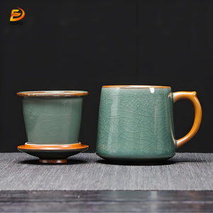 Sky blue Ge kiln office tea cup(Chinese Tea Set)