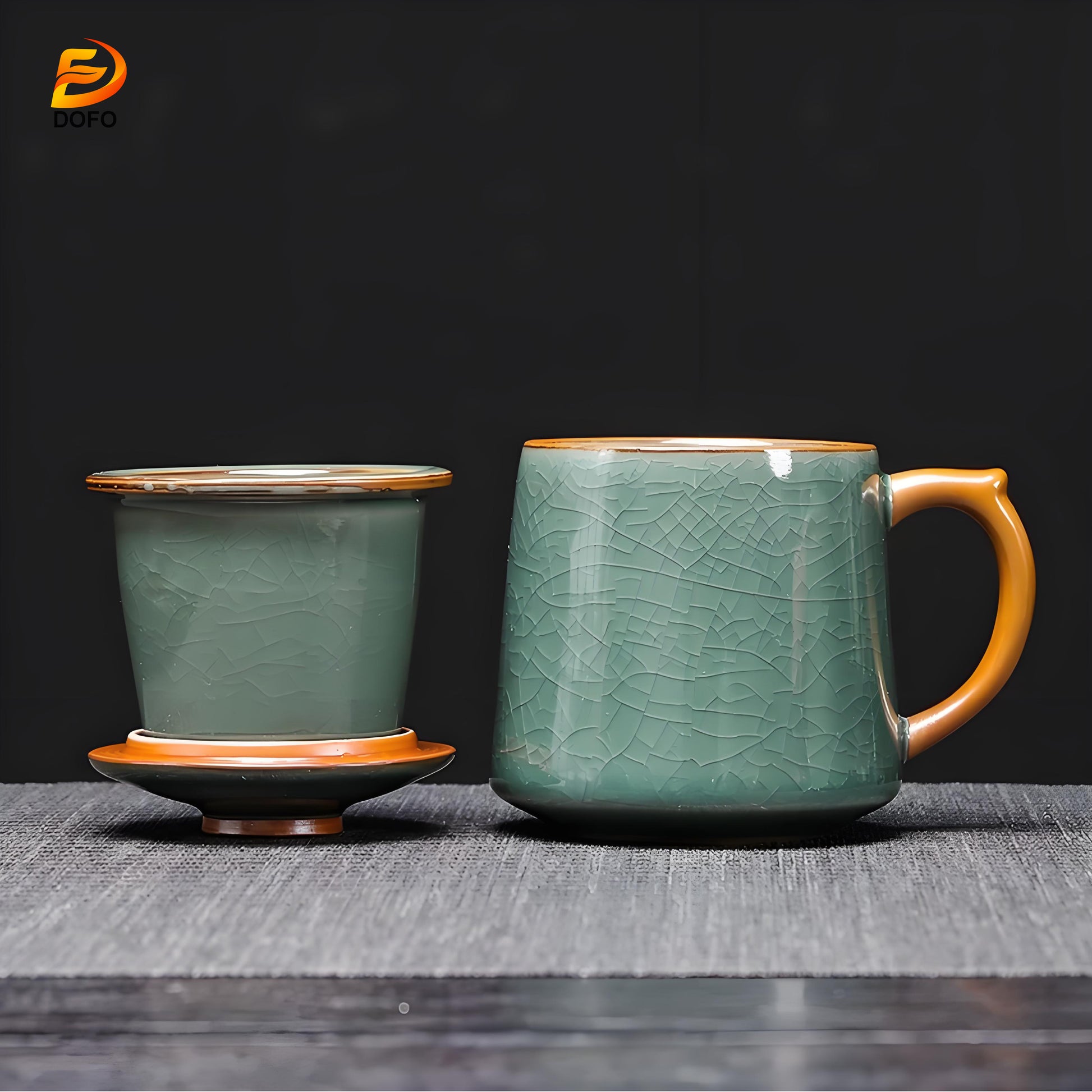 Sky blue Ge kiln office tea cup(Chinese Tea Set)