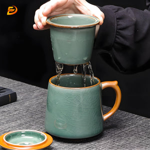 Sky blue Ge kiln office tea cup(Chinese Tea Set)