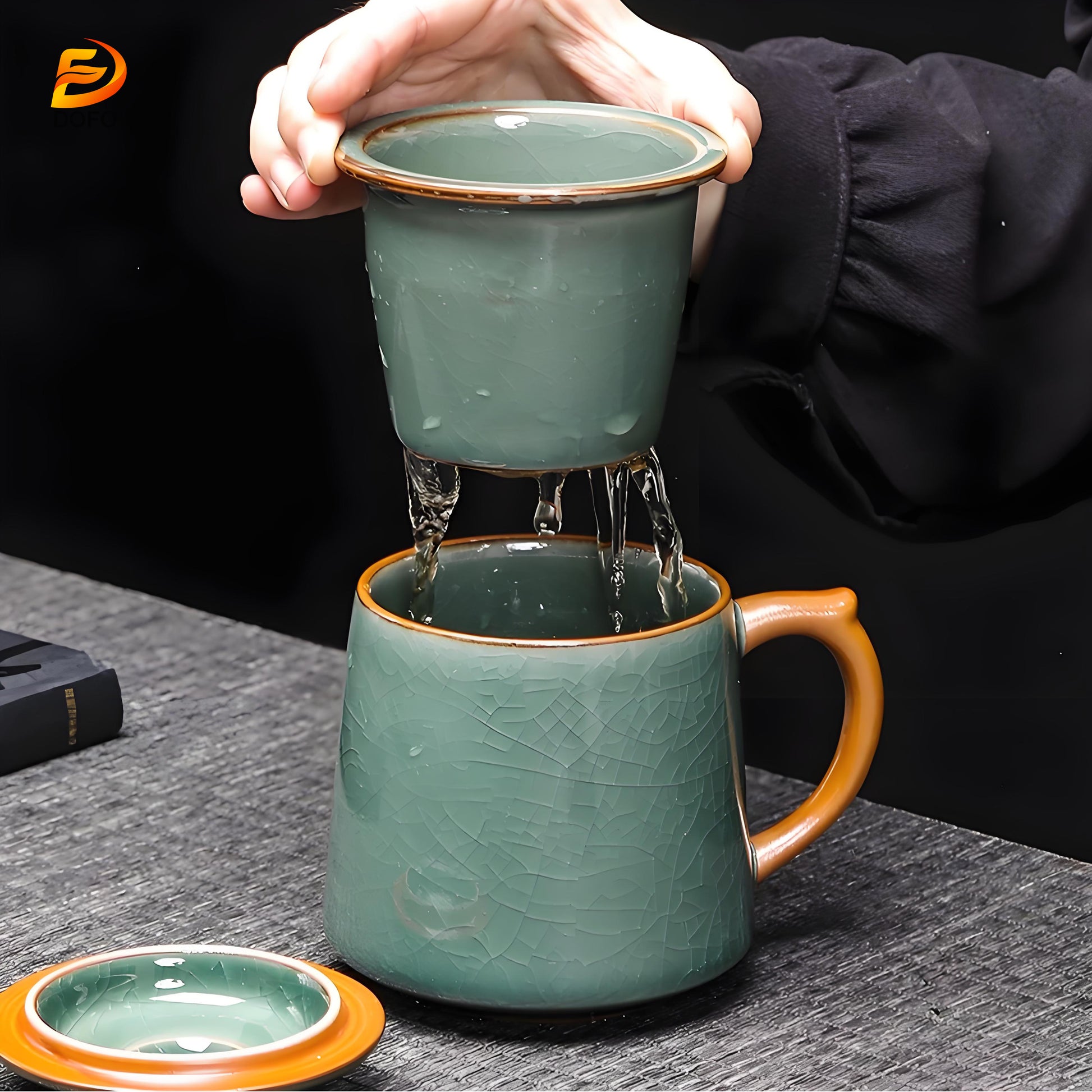 Sky blue Ge kiln office tea cup(Chinese Tea Set)