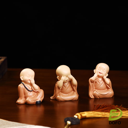 Zen Monk Tea Companion Figurine Set 3-pack(Chinese Tea Set)